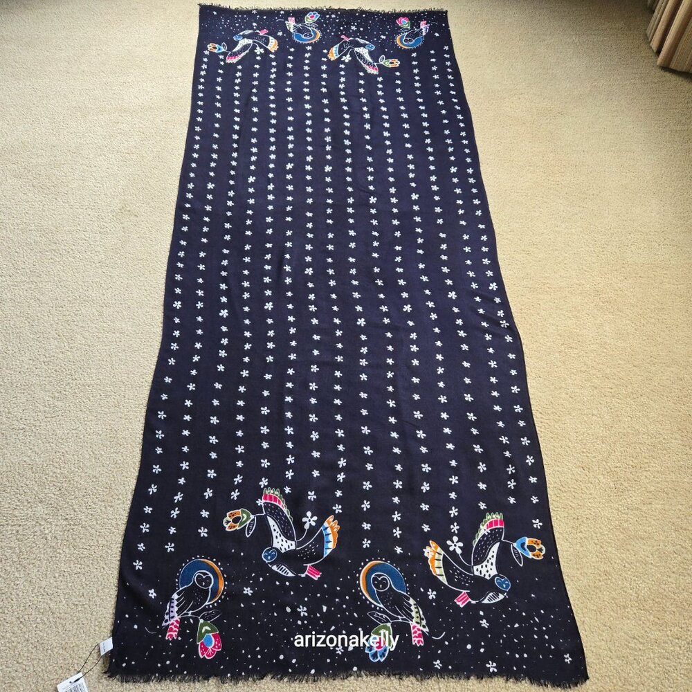 NWT Owls in Night Sky Scarf Vera Bradley Barn Owls - Picture 11 of 11